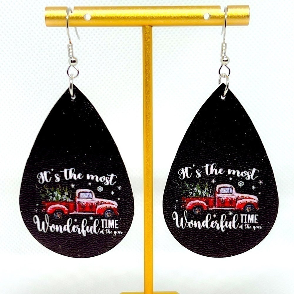 Most Wonderful Time of the Year Christmas Truck Earrings